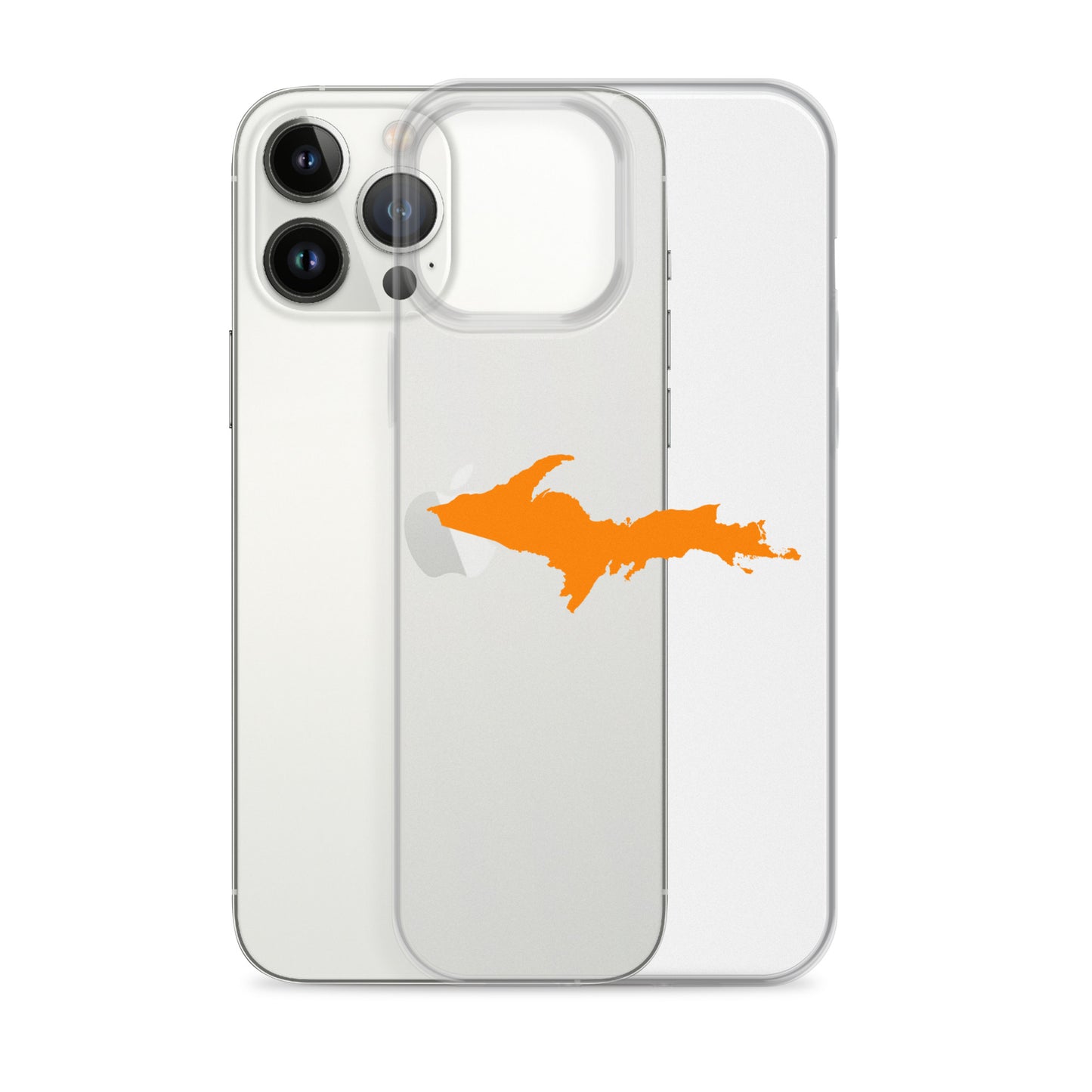 Michigan Upper Peninsula Clear iPhone Case (w/ Orange UP Outline)