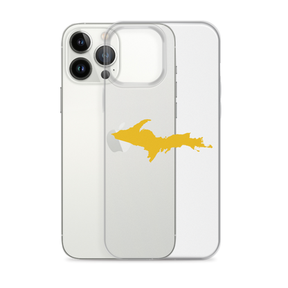 Michigan Upper Peninsula Clear iPhone Case (w/ Gold UP Outline)