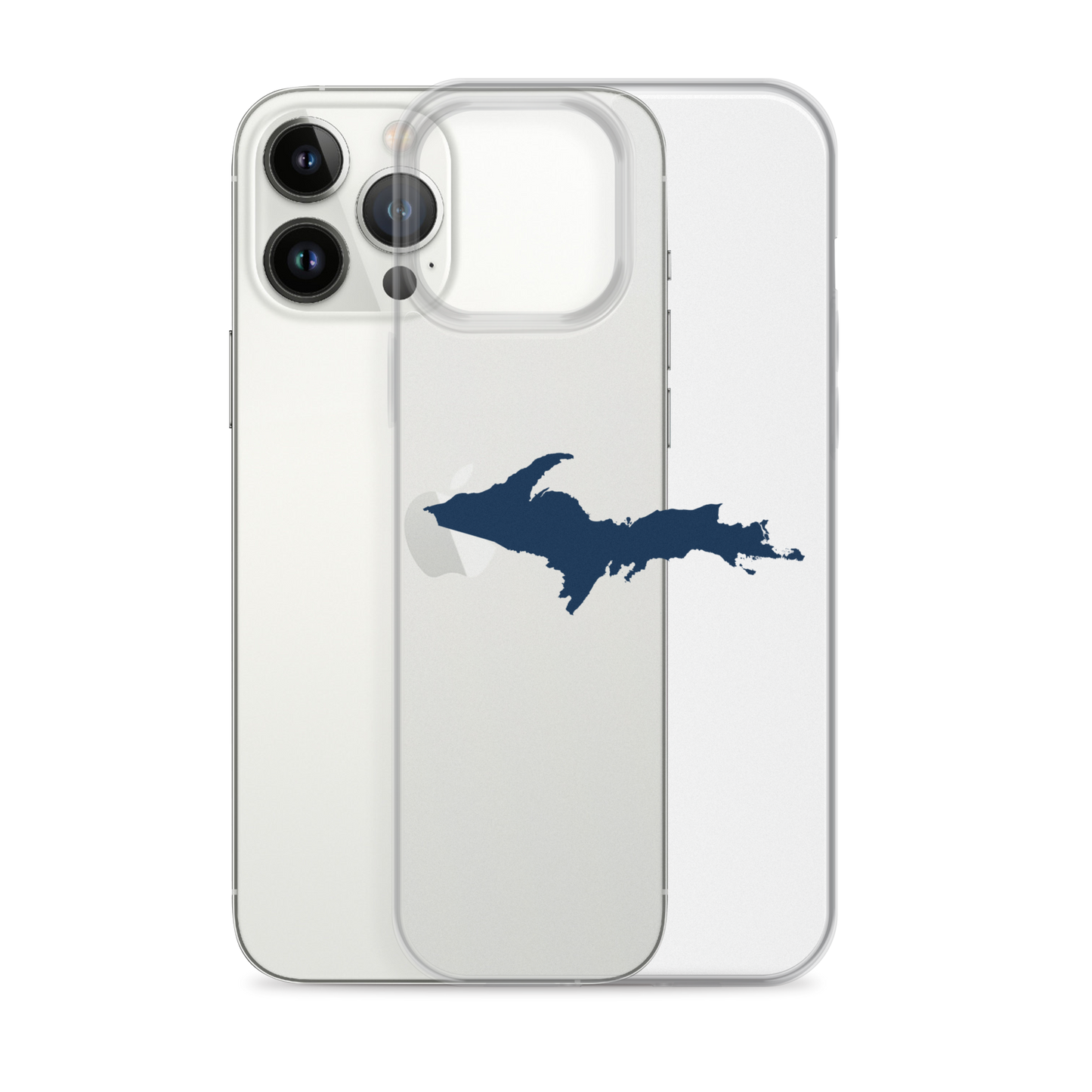 Michigan Upper Peninsula Clear iPhone Case (w/ Navy UP Outline)