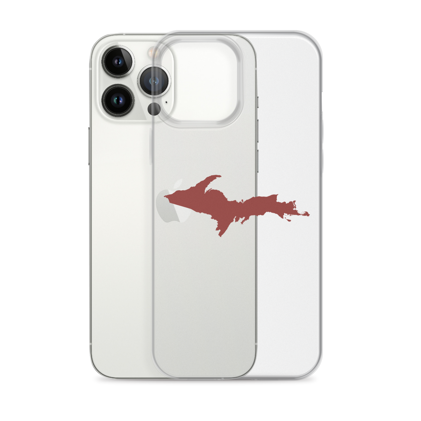 Michigan Upper Peninsula Clear iPhone Case (w/ Ore Dock Red UP Outline)