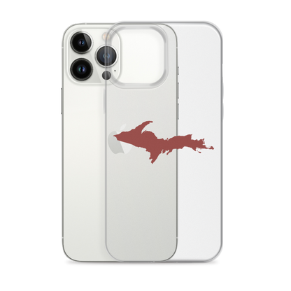 Michigan Upper Peninsula Clear iPhone Case (w/ Ore Dock Red UP Outline)