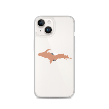 Michigan Upper Peninsula Clear iPhone Case (w/ Copper Color UP Outline)