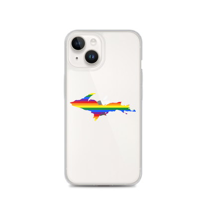 Michigan Upper Peninsula Clear iPhone Case (w/ UP Pride Flag Outline)