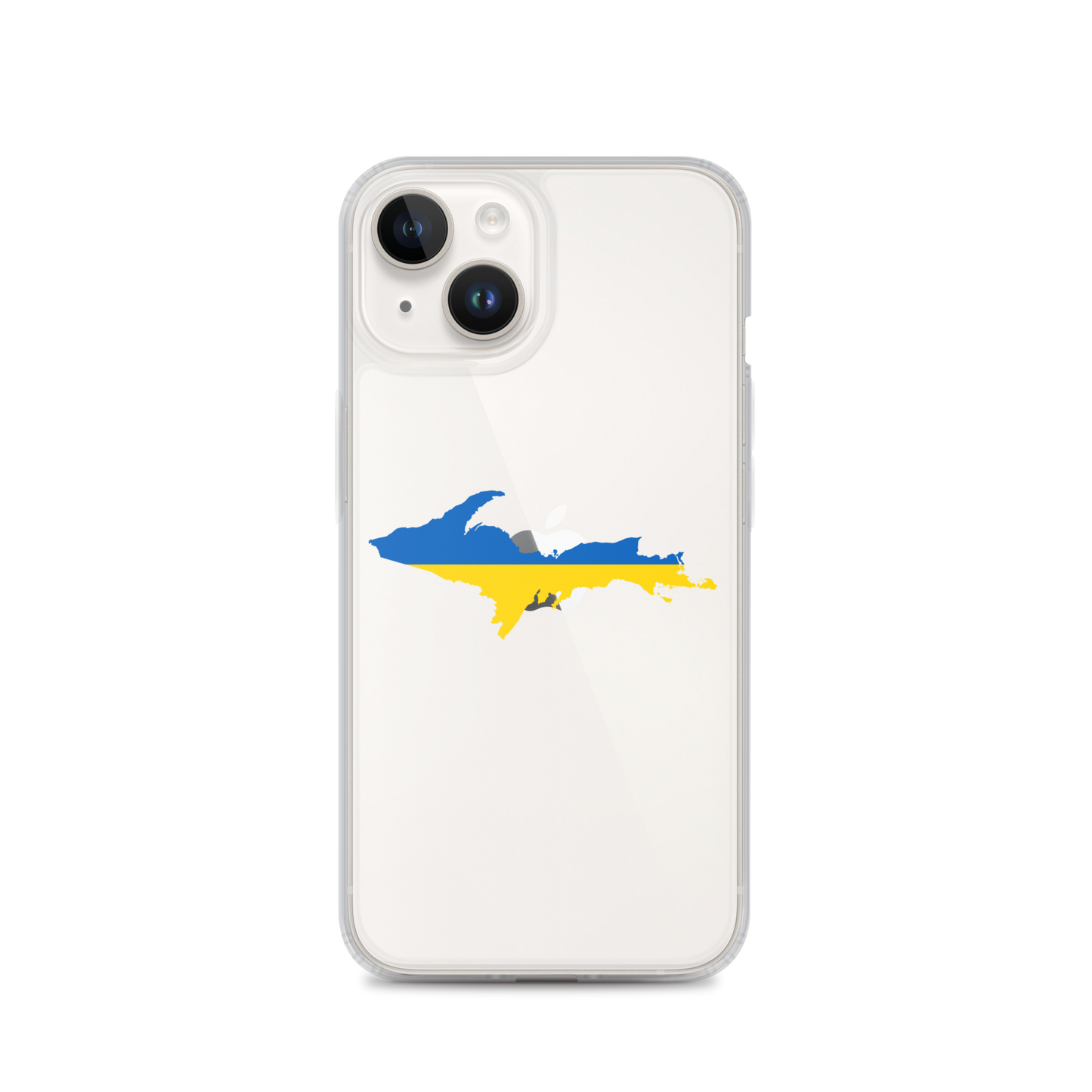 Michigan Upper Peninsula Clear iPhone Case (w/ UP Ukraine Flag Outline)