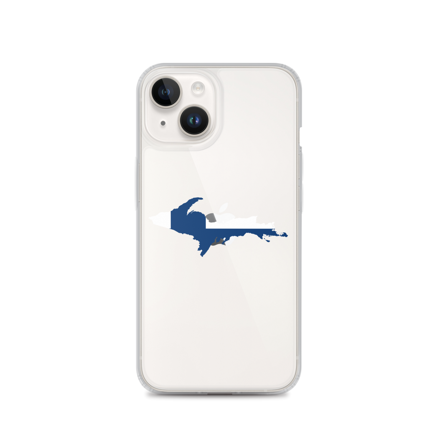 Michigan Upper Peninsula Clear iPhone Case (w/ UP Finland Flag Outline)