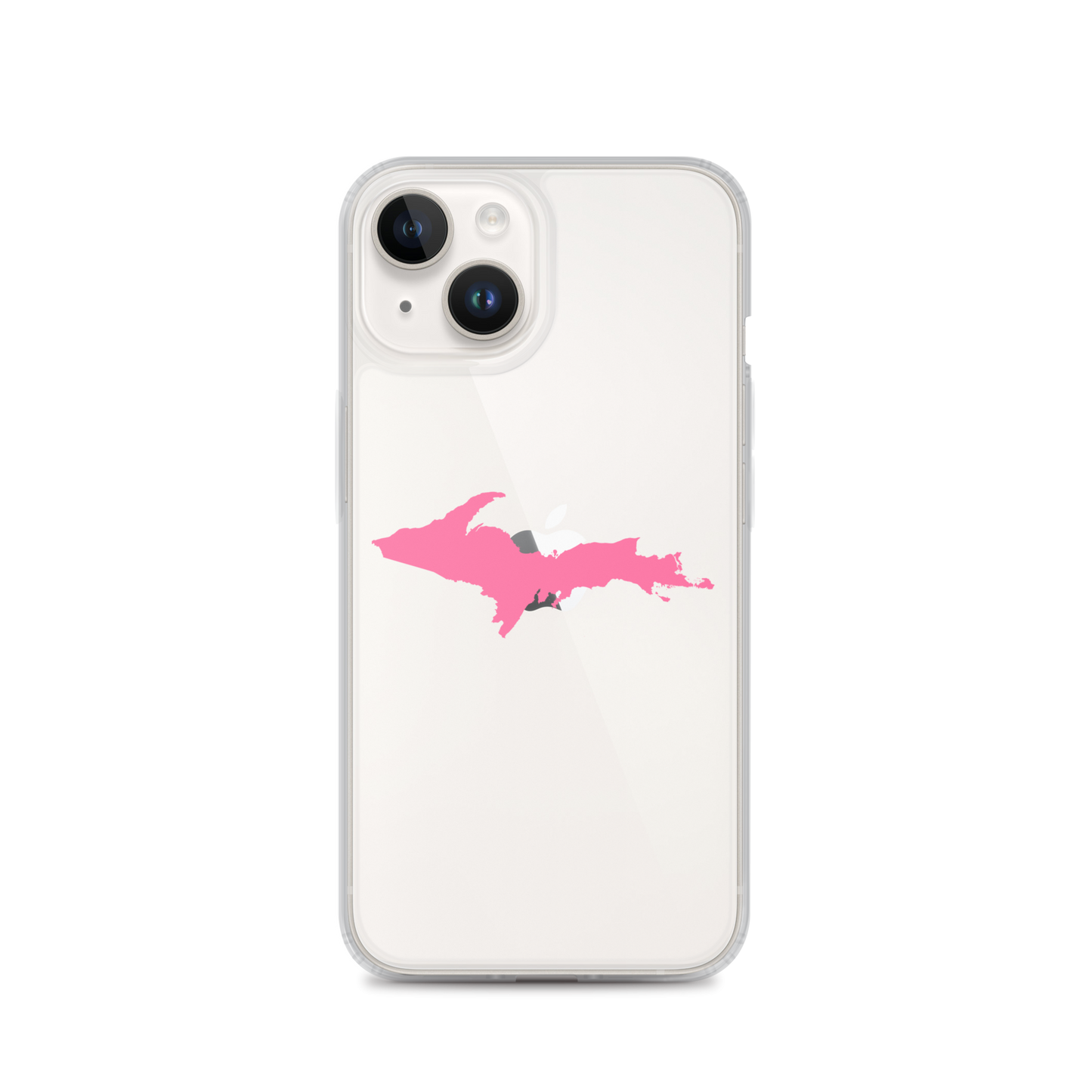 Michigan Upper Peninsula Clear iPhone Case (w/ Pink UP Outline)