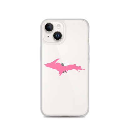 Michigan Upper Peninsula Clear iPhone Case (w/ Pink UP Outline)