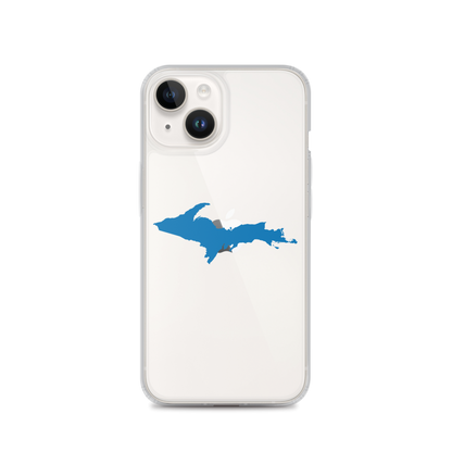 Michigan Upper Peninsula Clear iPhone Case (w/ Azure UP Outline)