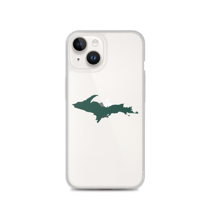 Michigan Upper Peninsula Clear iPhone Case (w/ Green UP Outline)