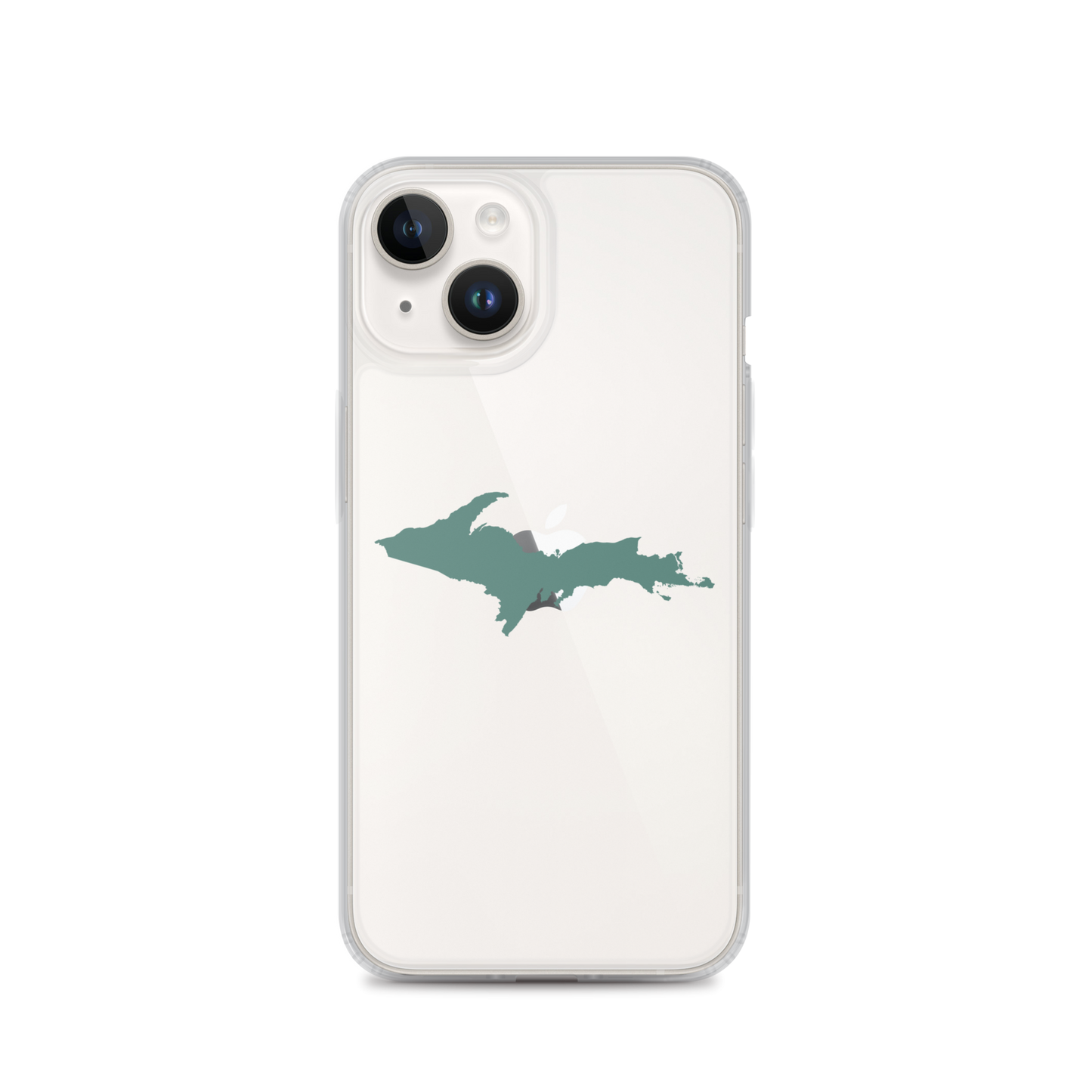 Michigan Upper Peninsula Clear iPhone Case (w/ Copper Green UP Outline)