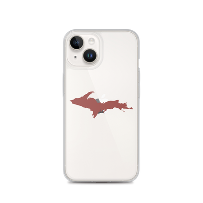 Michigan Upper Peninsula Clear iPhone Case (w/ Ore Dock Red UP Outline)