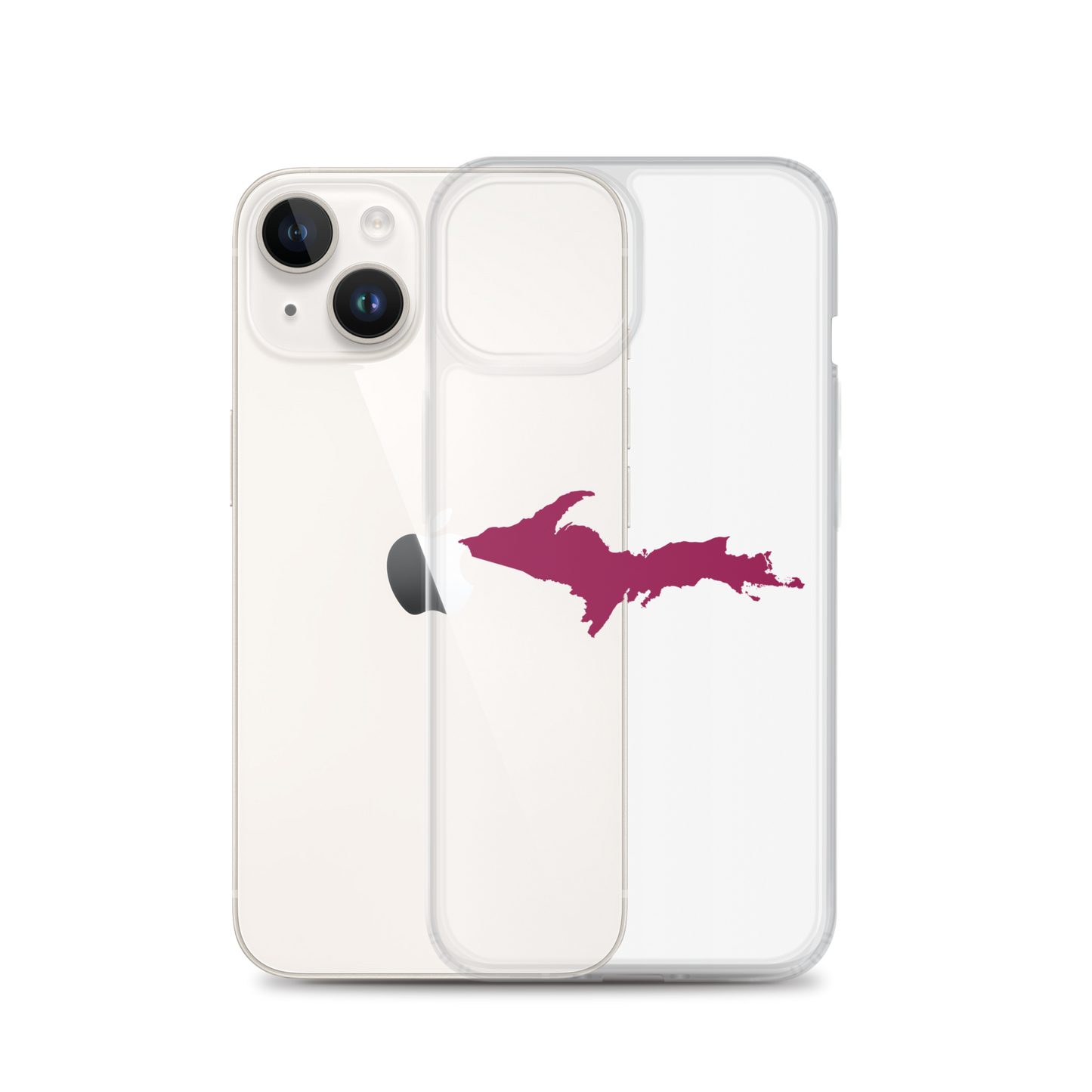 Michigan Upper Peninsula Clear iPhone Case (w/ Ruby Red UP Outline)