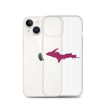 Michigan Upper Peninsula Clear iPhone Case (w/ Ruby Red UP Outline)