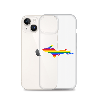 Michigan Upper Peninsula Clear iPhone Case (w/ UP Pride Flag Outline)