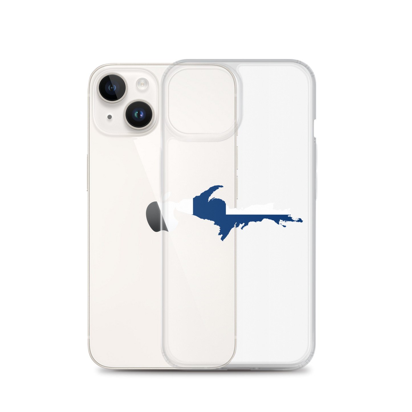 Michigan Upper Peninsula Clear iPhone Case (w/ UP Finland Flag Outline)