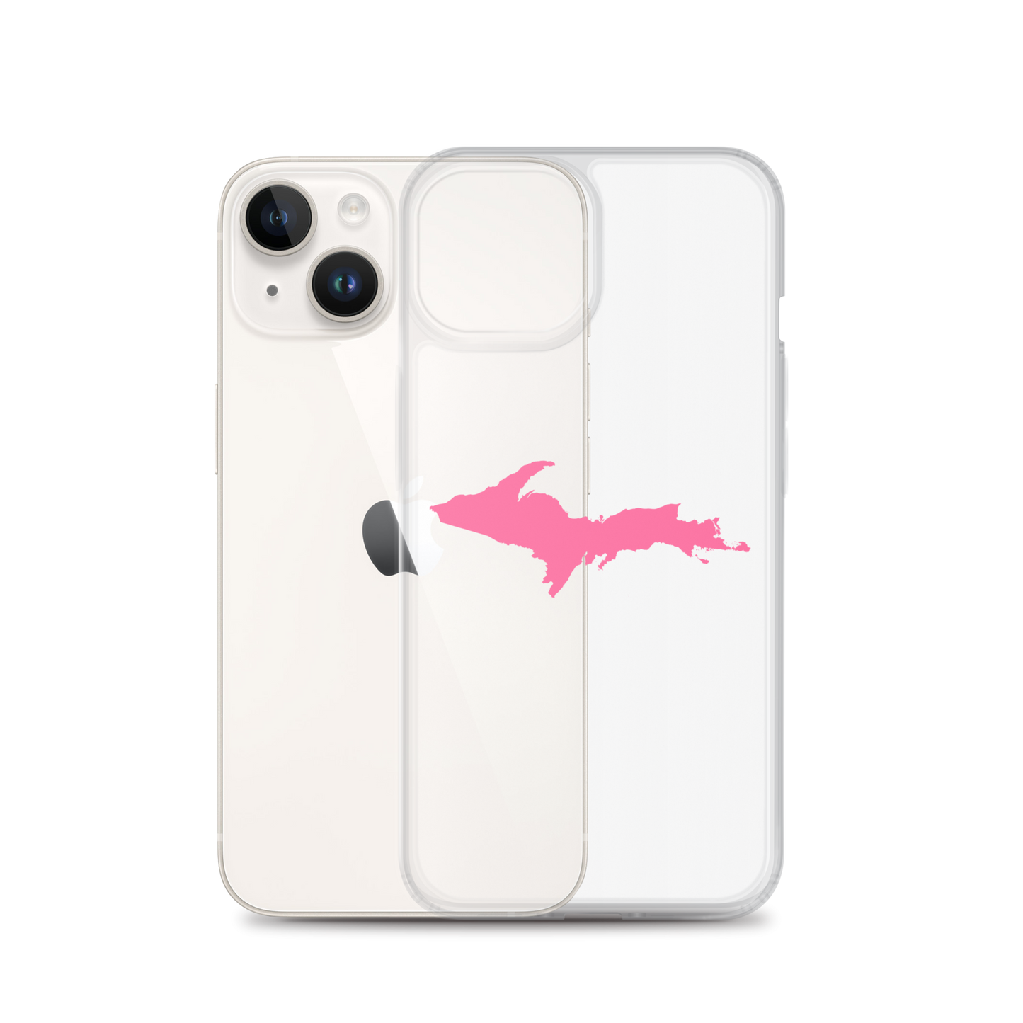 Michigan Upper Peninsula Clear iPhone Case (w/ Pink UP Outline)