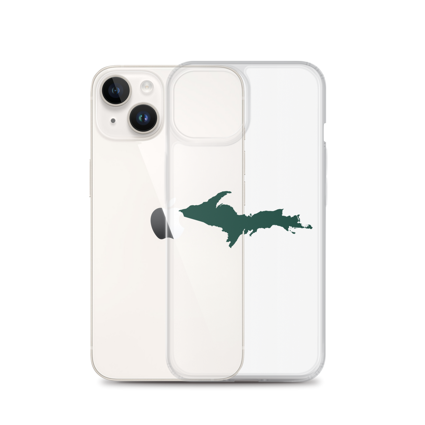 Michigan Upper Peninsula Clear iPhone Case (w/ Green UP Outline)