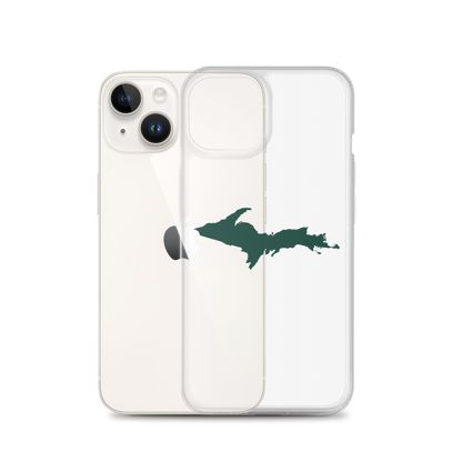 Michigan Upper Peninsula Clear iPhone Case (w/ Green UP Outline)