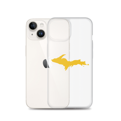 Michigan Upper Peninsula Clear iPhone Case (w/ Gold UP Outline)