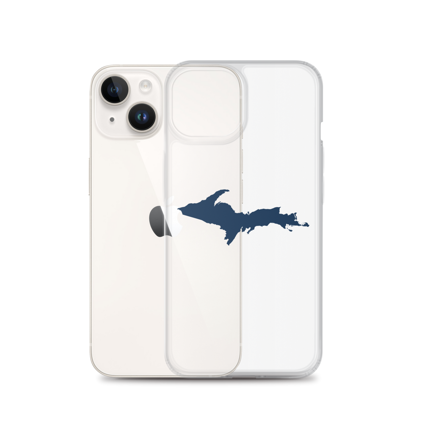 Michigan Upper Peninsula Clear iPhone Case (w/ Navy UP Outline)