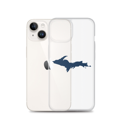 Michigan Upper Peninsula Clear iPhone Case (w/ Navy UP Outline)