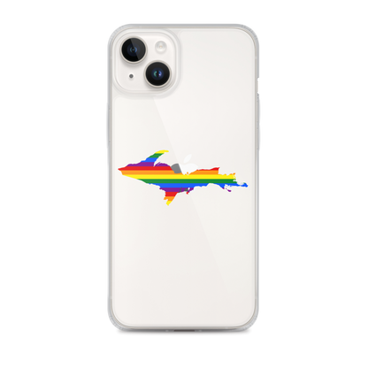 Michigan Upper Peninsula Clear iPhone Case (w/ UP Pride Flag Outline)