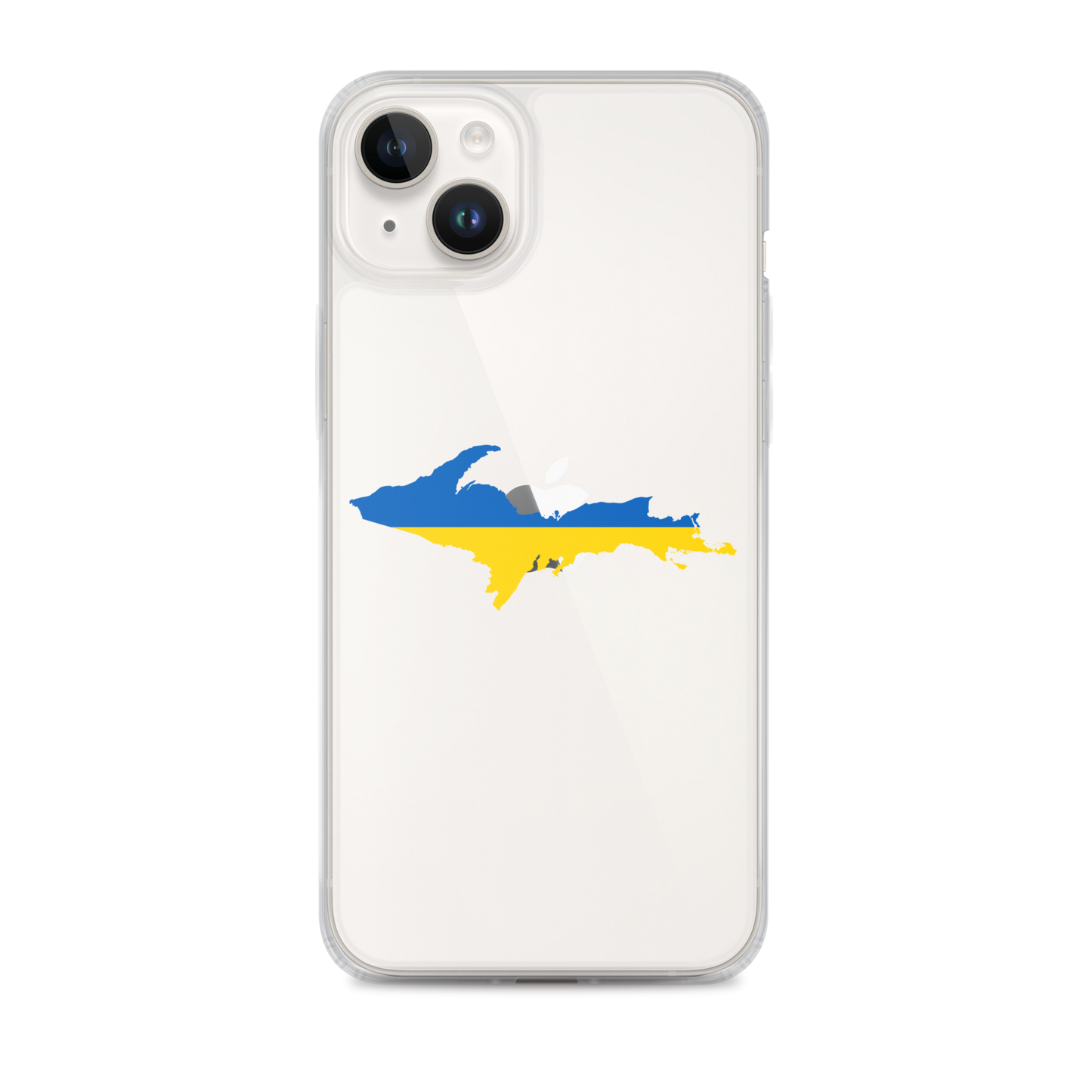 Michigan Upper Peninsula Clear iPhone Case (w/ UP Ukraine Flag Outline)