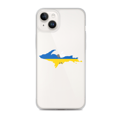 Michigan Upper Peninsula Clear iPhone Case (w/ UP Ukraine Flag Outline)