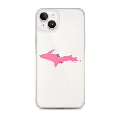 Michigan Upper Peninsula Clear iPhone Case (w/ Pink UP Outline)