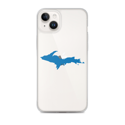 Michigan Upper Peninsula Clear iPhone Case (w/ Azure UP Outline)