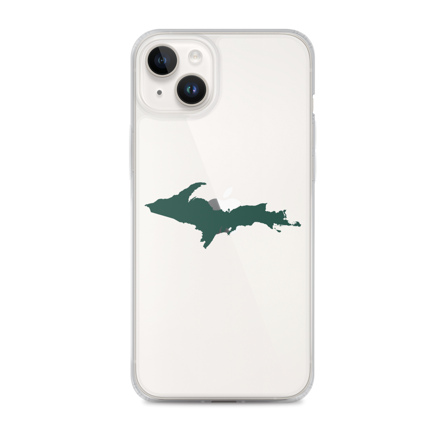 Michigan Upper Peninsula Clear iPhone Case (w/ Green UP Outline)