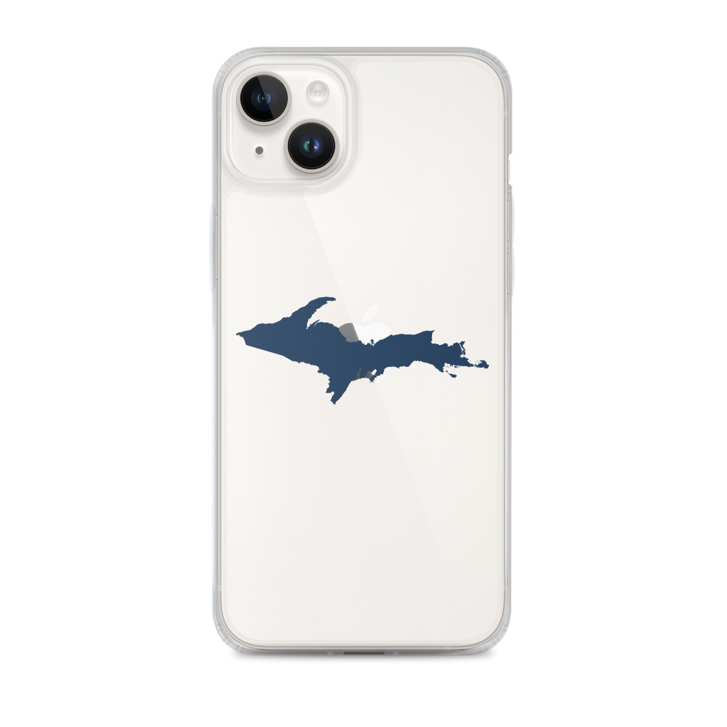 Michigan Upper Peninsula Clear iPhone Case (w/ Navy UP Outline)