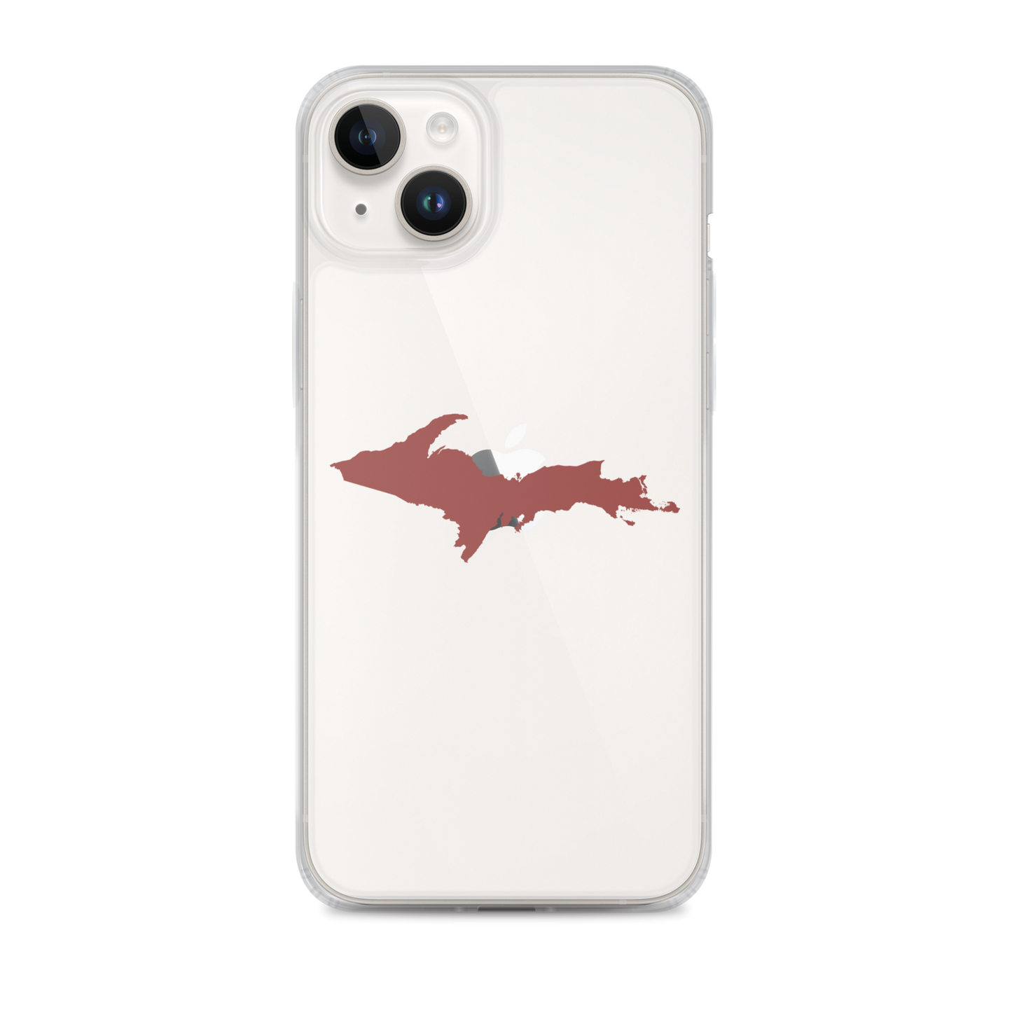 Michigan Upper Peninsula Clear iPhone Case (w/ Ore Dock Red UP Outline)