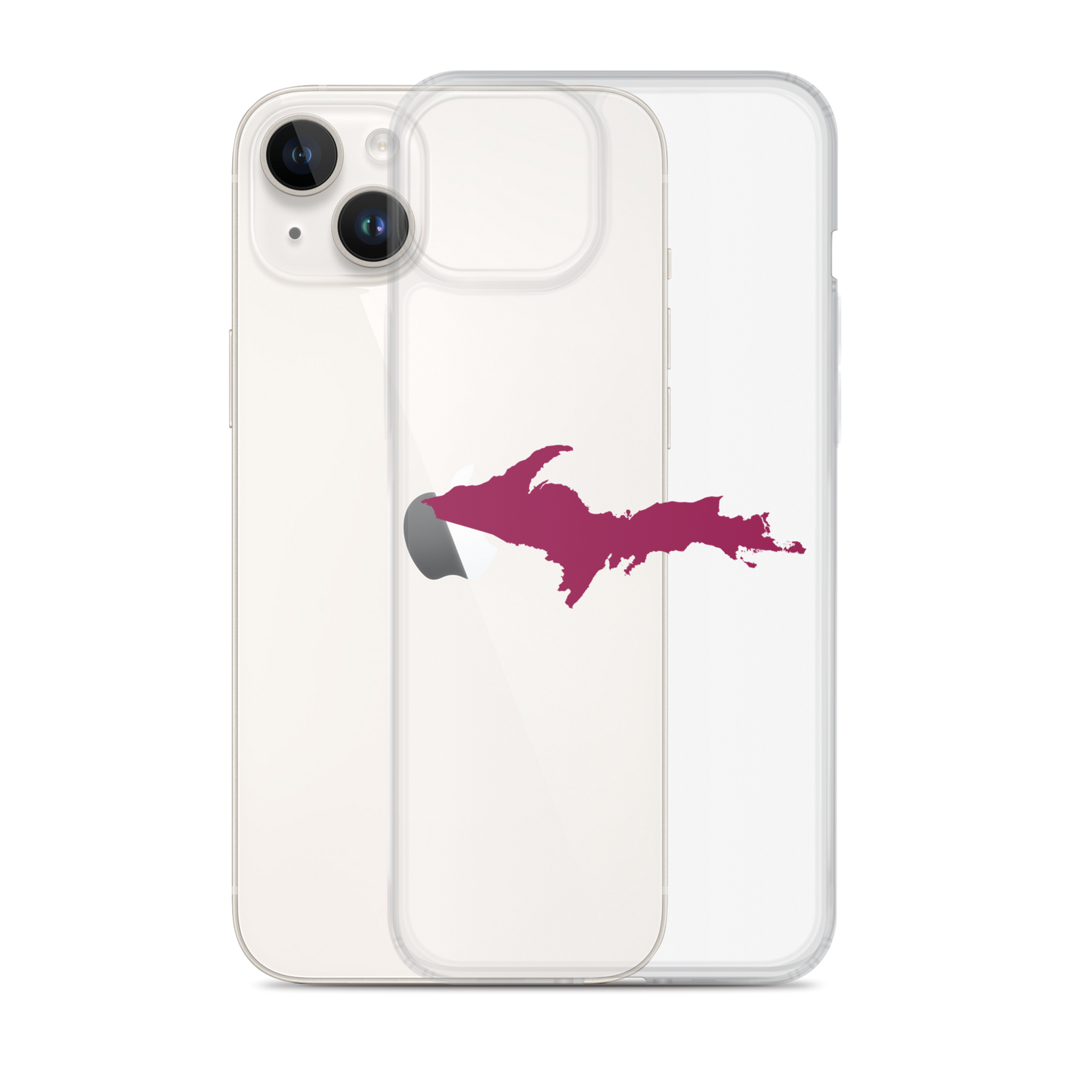 Michigan Upper Peninsula Clear iPhone Case (w/ Ruby Red UP Outline)