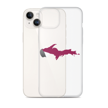 Michigan Upper Peninsula Clear iPhone Case (w/ Ruby Red UP Outline)