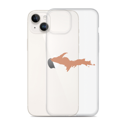 Michigan Upper Peninsula Clear iPhone Case (w/ Copper Color UP Outline)