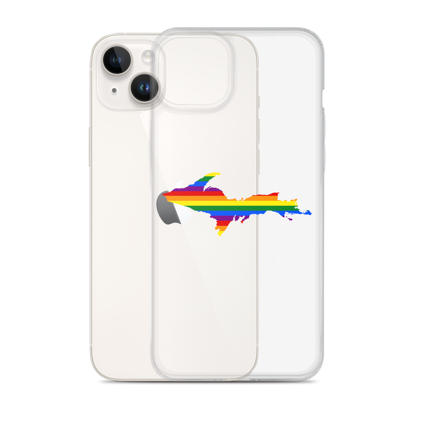 Michigan Upper Peninsula Clear iPhone Case (w/ UP Pride Flag Outline)