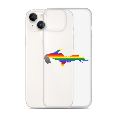 Michigan Upper Peninsula Clear iPhone Case (w/ UP Pride Flag Outline)