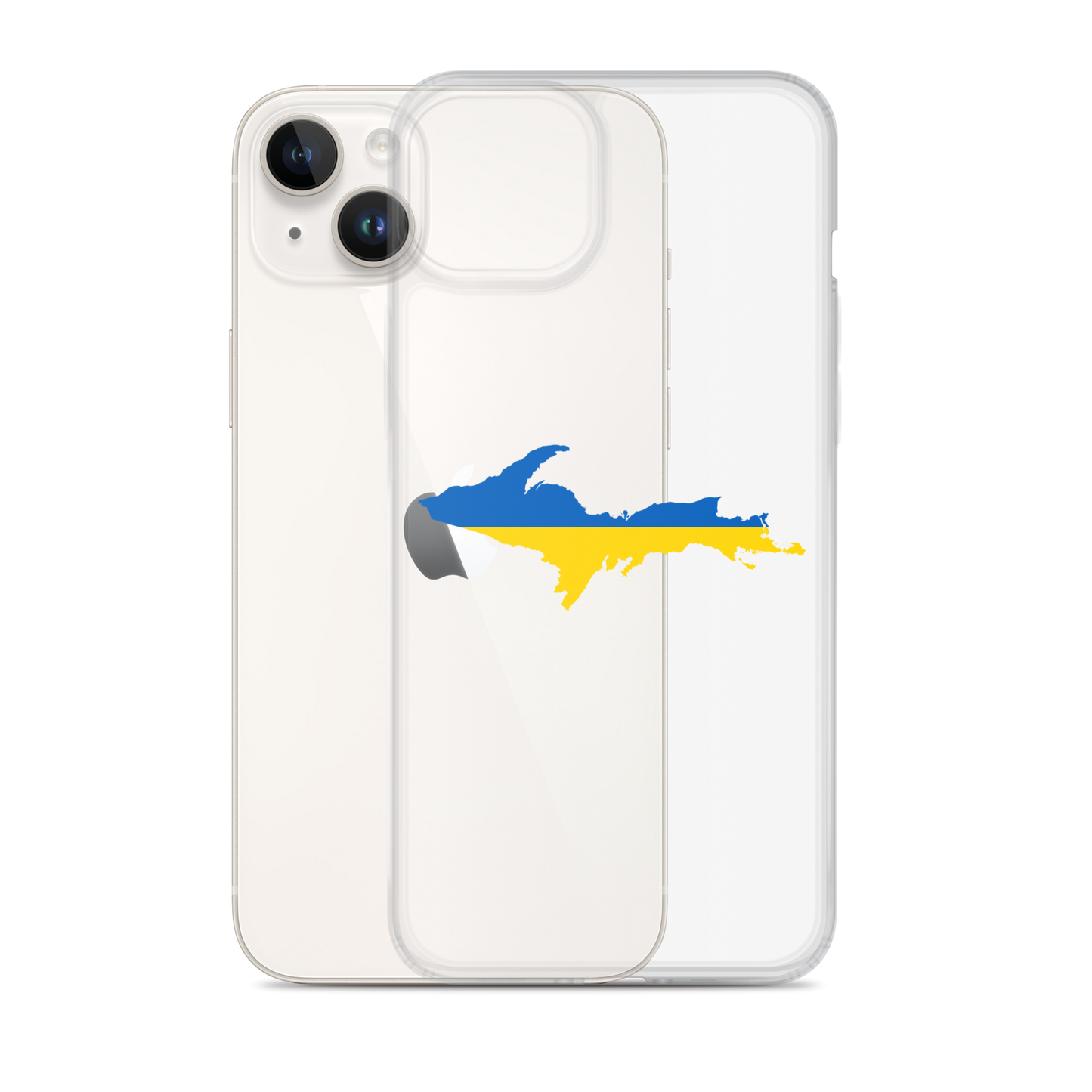 Michigan Upper Peninsula Clear iPhone Case (w/ UP Ukraine Flag Outline)