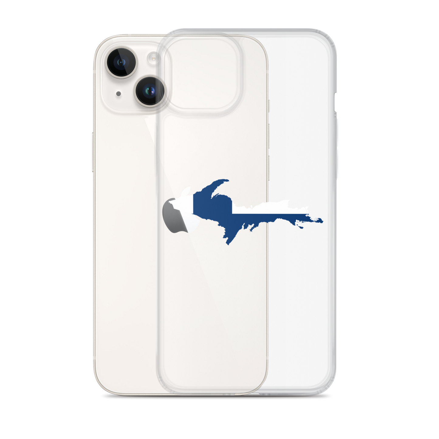 Michigan Upper Peninsula Clear iPhone Case (w/ UP Finland Flag Outline)