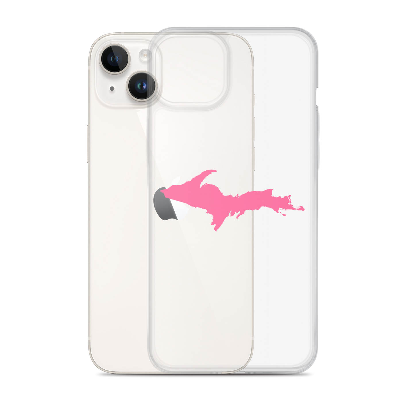 Michigan Upper Peninsula Clear iPhone Case (w/ Pink UP Outline)