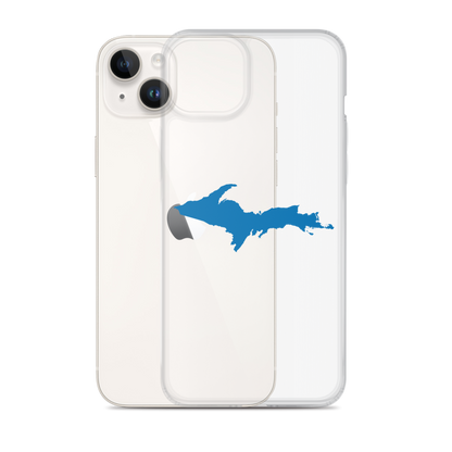 Michigan Upper Peninsula Clear iPhone Case (w/ Azure UP Outline)