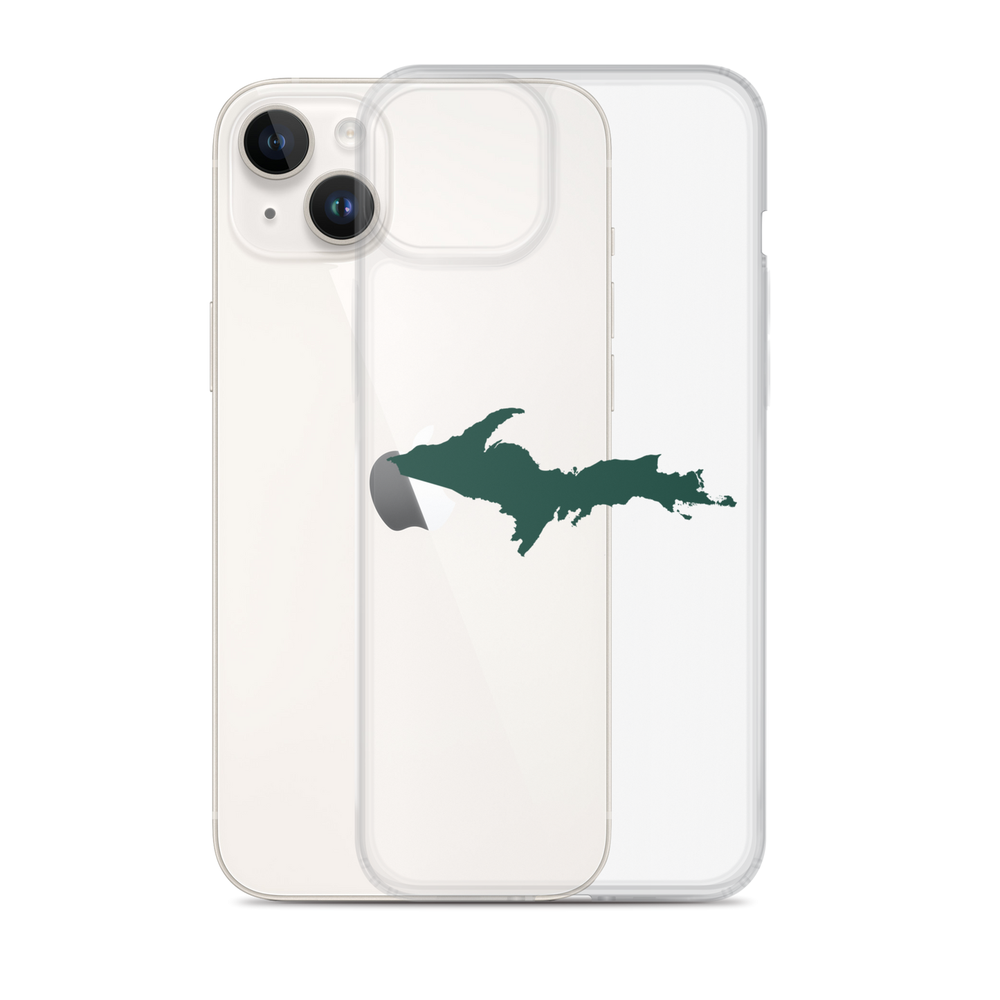 Michigan Upper Peninsula Clear iPhone Case (w/ Green UP Outline)