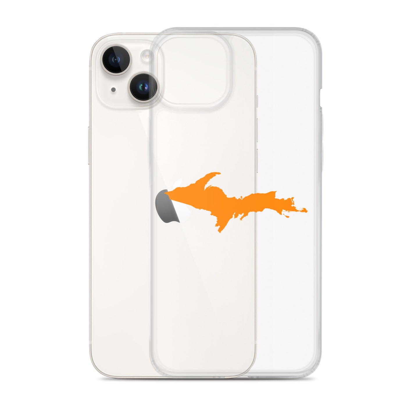 Michigan Upper Peninsula Clear iPhone Case (w/ Orange UP Outline)