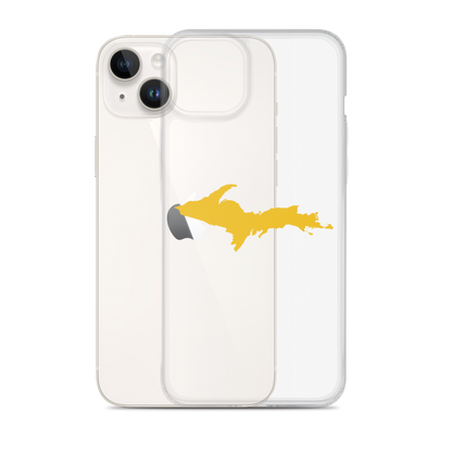 Michigan Upper Peninsula Clear iPhone Case (w/ Gold UP Outline)