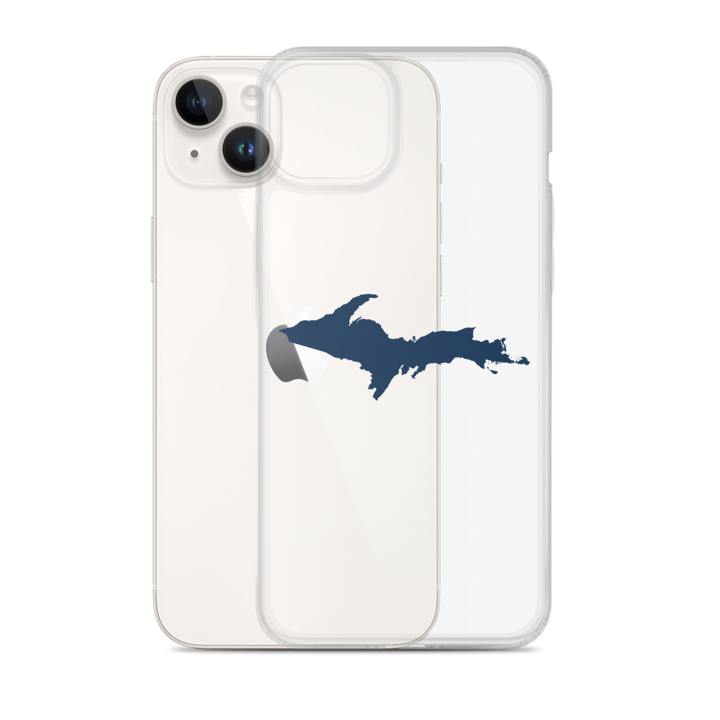 Michigan Upper Peninsula Clear iPhone Case (w/ Navy UP Outline)