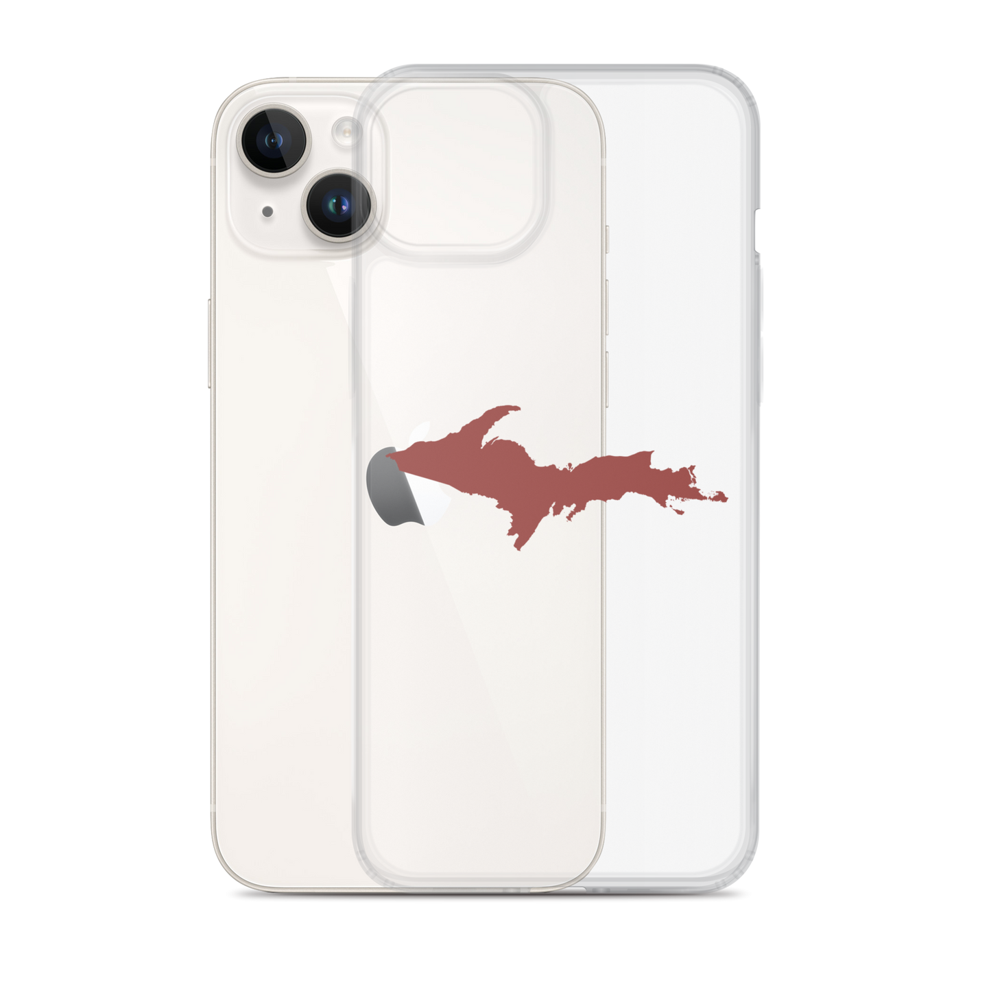 Michigan Upper Peninsula Clear iPhone Case (w/ Ore Dock Red UP Outline)