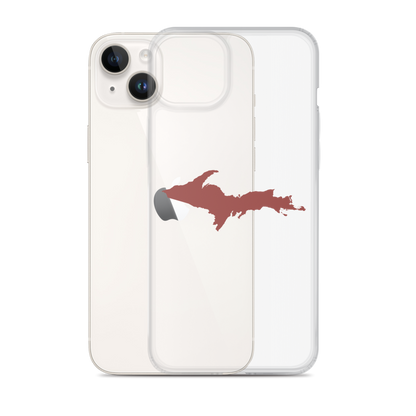 Michigan Upper Peninsula Clear iPhone Case (w/ Ore Dock Red UP Outline)