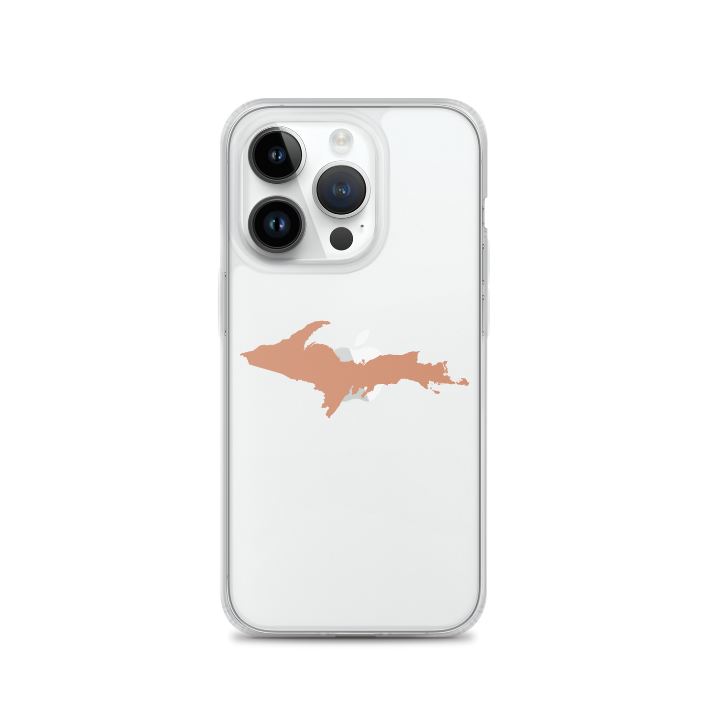 Michigan Upper Peninsula Clear iPhone Case (w/ Copper Color UP Outline)