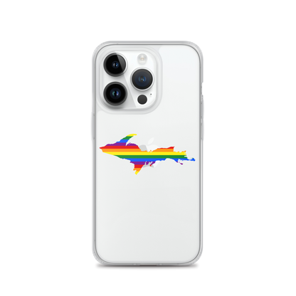 Michigan Upper Peninsula Clear iPhone Case (w/ UP Pride Flag Outline)